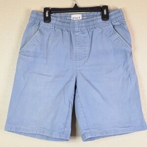 Pact Organic Cotton Elastic Waist Drawstring Shorts Men Small Light BlueAthletic